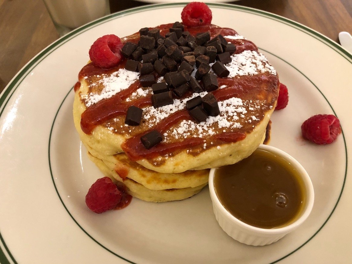 Clinston Street Baking Company Raspberry Chocolate Pancakes